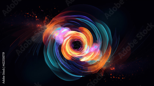 Abstract colorful circles on dark background 
