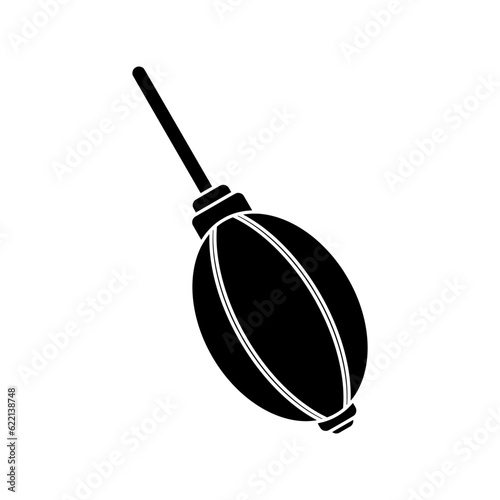Hand dust blower black fill icon vector illustration, isolated on white background, in a sleek and minimalist flat icon. Editable graphic resources for many purposes.