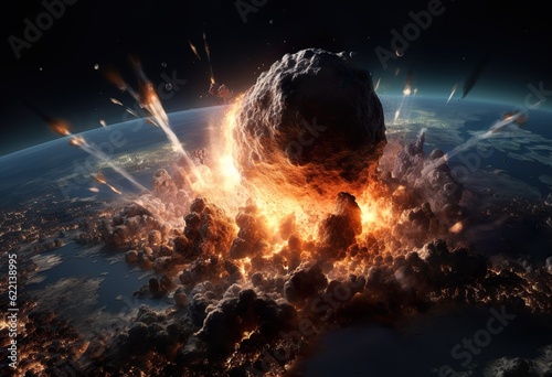 Meteor Impact On Earth- Fired Asteroid In Collision
