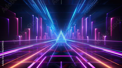 neon night, electro music video background scene, in the style of hyperspace noir