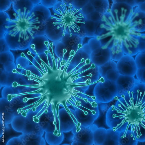 3D render of a medical background with virus cells © Designpics