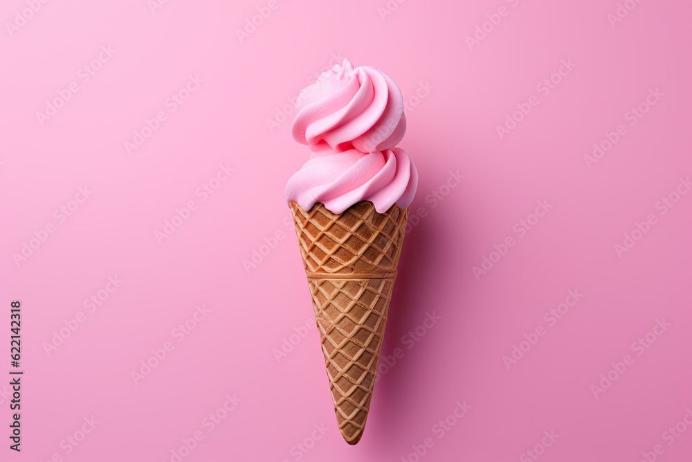 colorful ice cream cone on pink background colorful ice cream cone on pink background