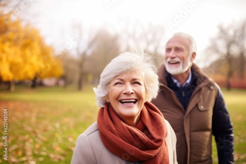 Happy Senior couple having fun together at the park