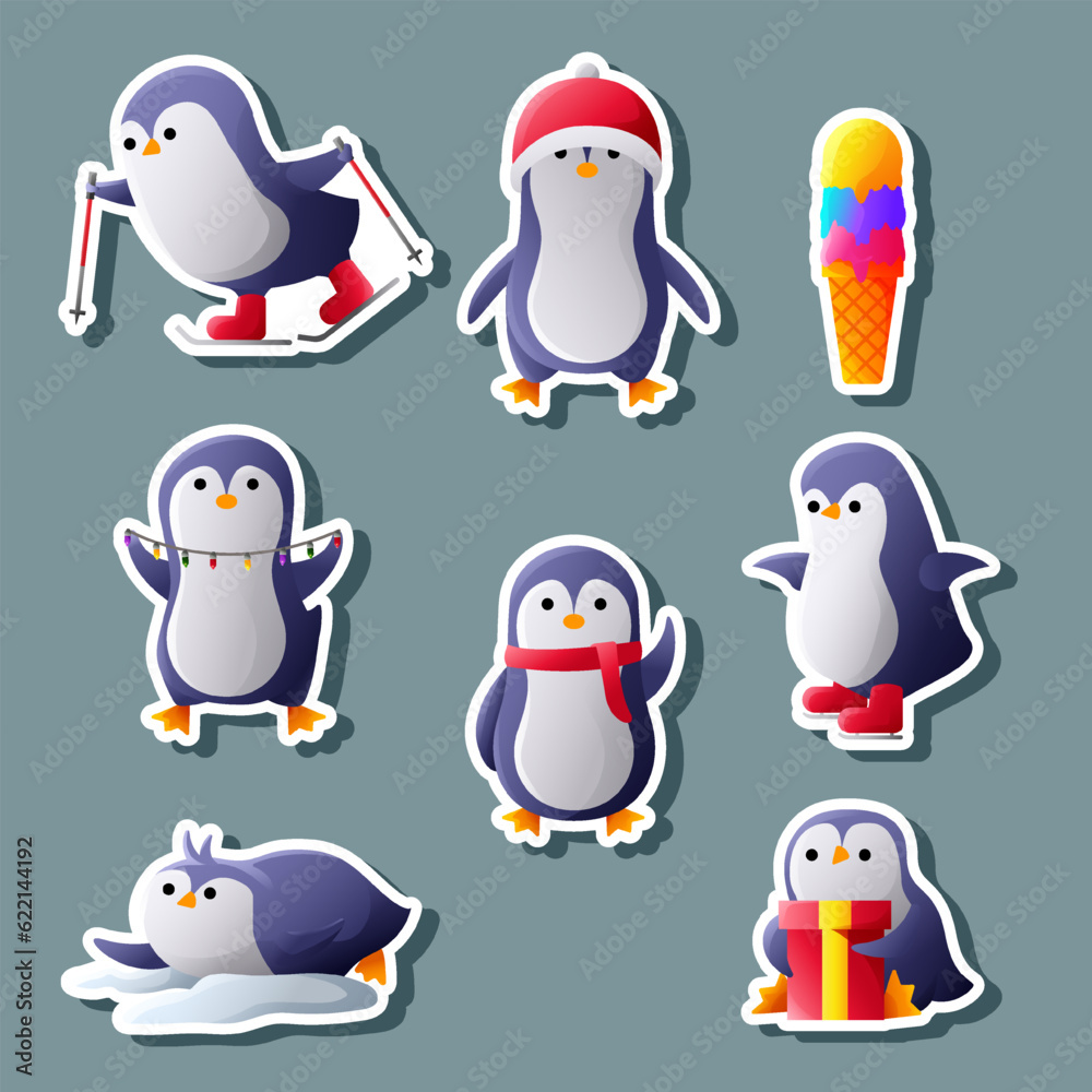 Fototapeta premium Set Collection of Winter Sticker