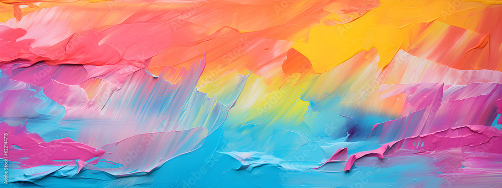 brightly colored brush strokes on an textured background, in the style of hyper-realistic oil, harmonious color fields, loose handling of paint, contemporary candy-coated, multilayered dimensions, neo brightly colored brush strokes on an textured background, in the style of hyper-realistic oil, harmonious color fields, loose handling of paint, contemporary candy-coated, multilayered dimensions, neo