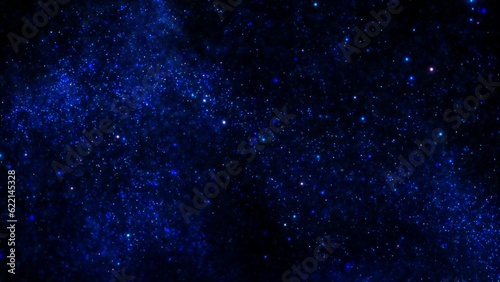 Festive Christmas Holidays and seasonal winter and New Year stars particle background. Blue 3D illustration GUI digital wallpaper backplate. Swirling underwater motion, glamorous elegant glowing snow.