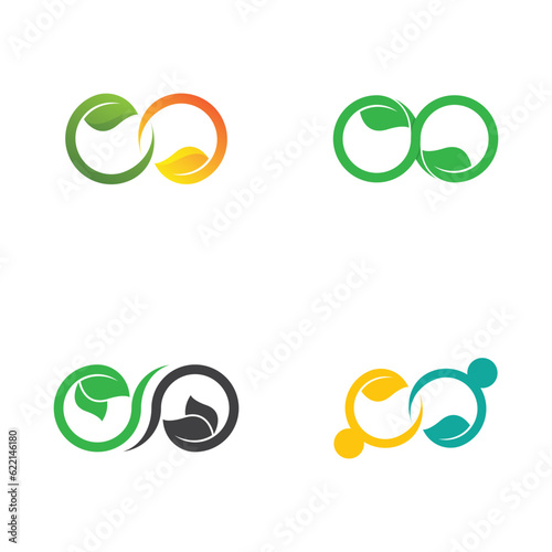 Leaf infinity logo template icon set