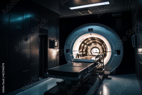 Room with an MRI scanner with art lighting AI