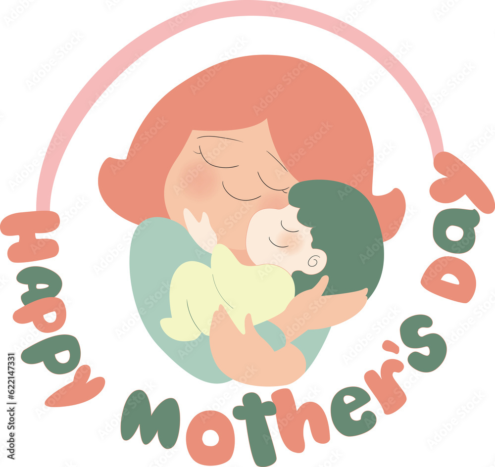 mother hugging baby with circle elements mother hugging baby with circle elements