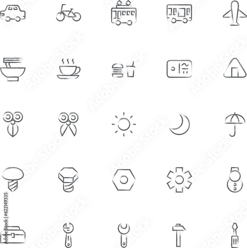 ミニミニ筆書きビジネスアイコンセット02