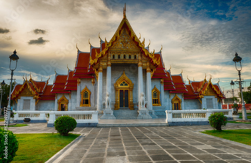 The Marble Temple of Wat Ben, one of the famous landmarks of Bangkok
