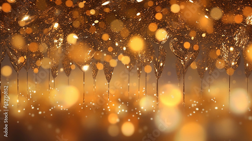 A golden bokeh, with defocused lights in warm hues of gold. Generative AI 