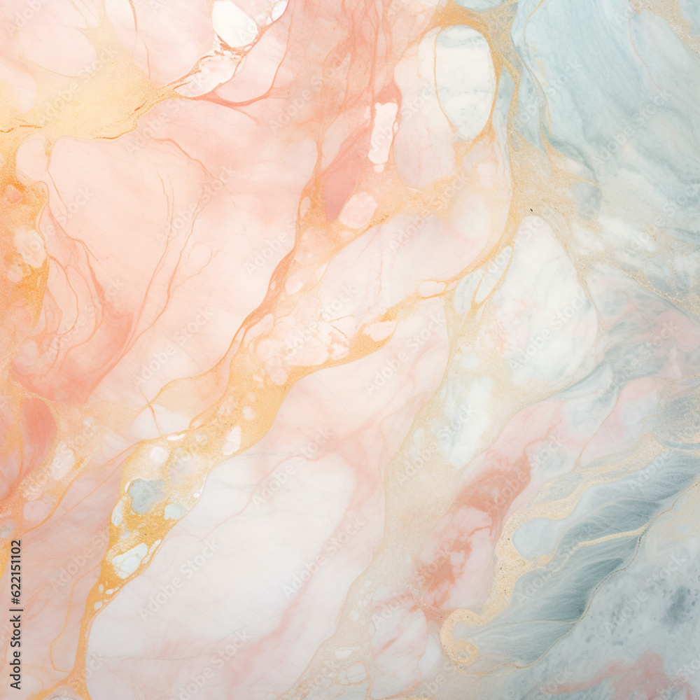 Illustration, AI generation. Marble texture in pastel colors.