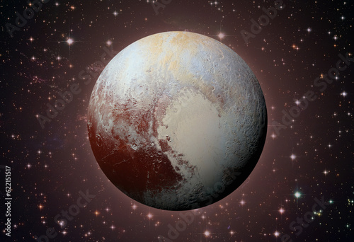 Solar System - Pluto. It is a dwarf planet in the Kuiper belt, a ring of bodies beyond Neptune. It is the largest known dwarf planet in the Solar System. Elements of this image furnished by NASA. photo