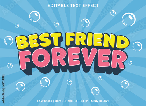 best friend forever editable text effect template use for font style headline