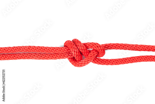 Sheet Bend Knot isolated on white dbackground