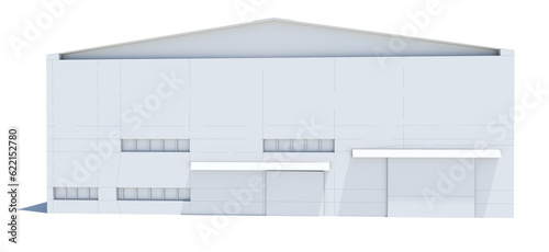 Hangar building. White wire-frame. Isolated on white  3D Illustration