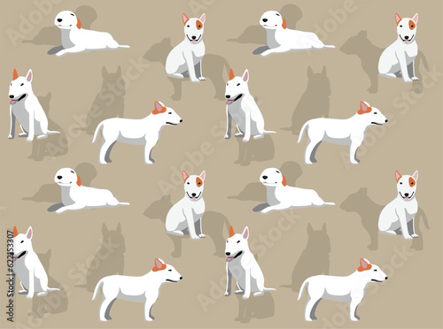 Dog Bull Terrier Fawn Coat Cute Cartoon Seamless Wallpaper Background

