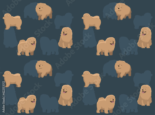 Dog Chow Chow Brown Coat Cute Cartoon Seamless Wallpaper Background
