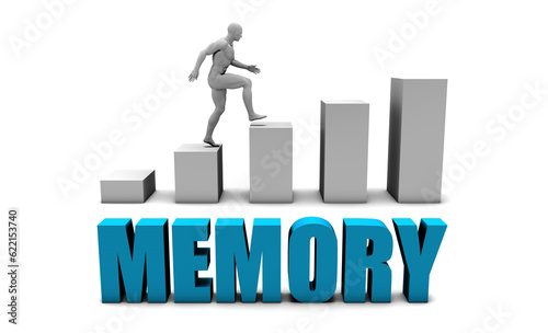 Memory 3D Concept  in Blue with Bar Chart Graph © Designpics