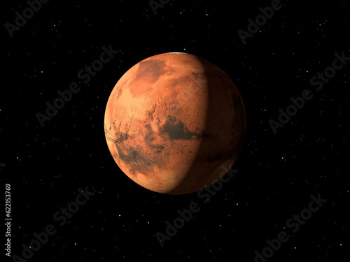3d rendering of the planet Mars done with NASA textures