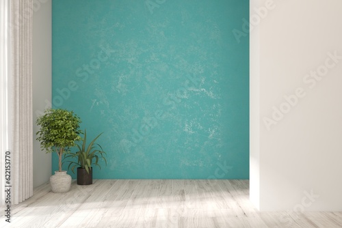 Fototapeta Naklejka Na Ścianę i Meble -  Blue empty room. 3D illustration