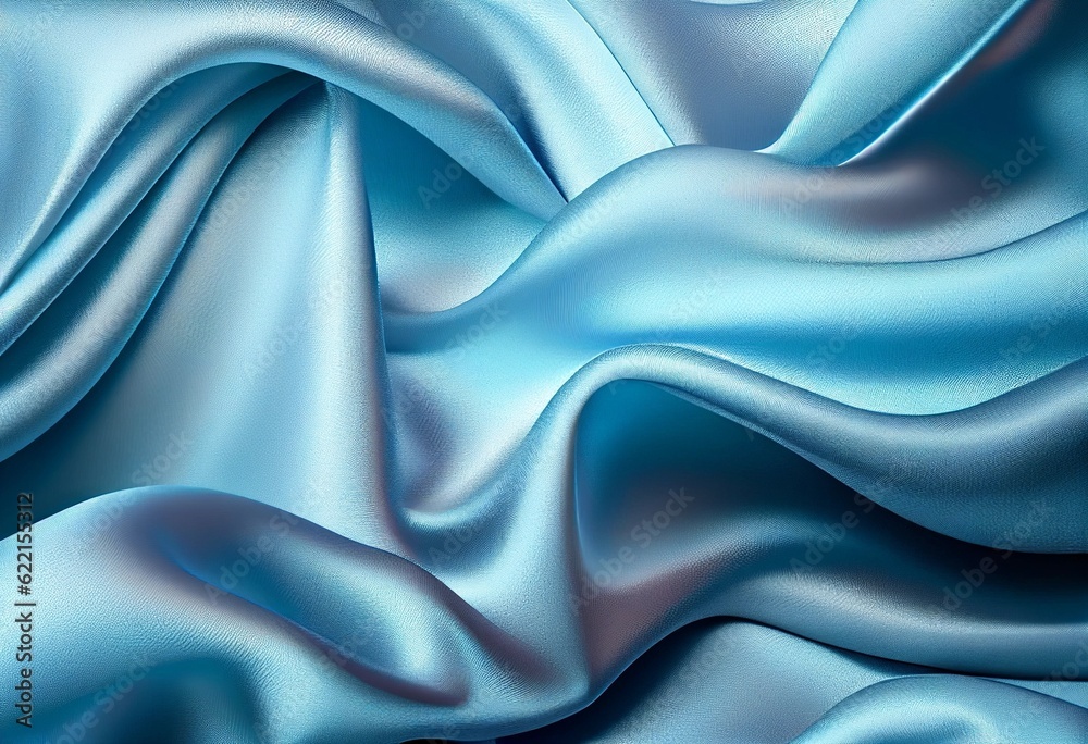 Fototapeta premium Smooth, luxury, elegant light blue silk or satin texture pattern abstract background. Generative AI