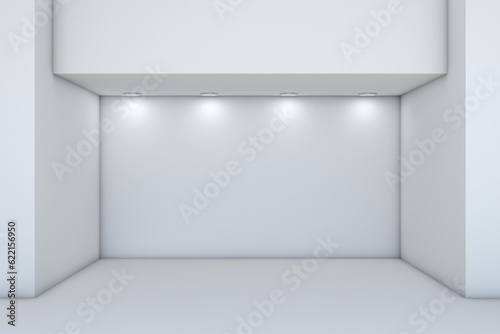 Empty storefront with lights. 3D illustration. Template for design © Designpics