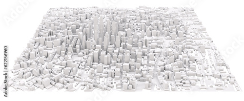 White modern city. Isolated on white. 3D rendering