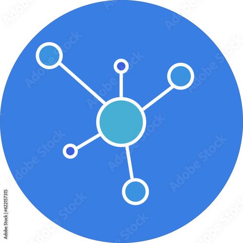 Neural network in blue circle vector, colored icon or design element