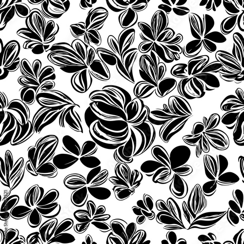 seamless black and white pattern geometric organic shapes and forms textile fabric or ceramic tiles background - PNG image with transparent background