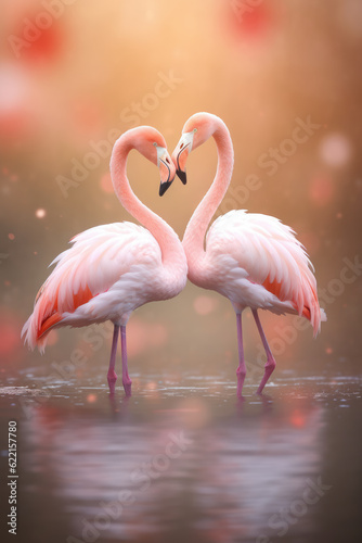 Couple of Pink Flamingo in Love
