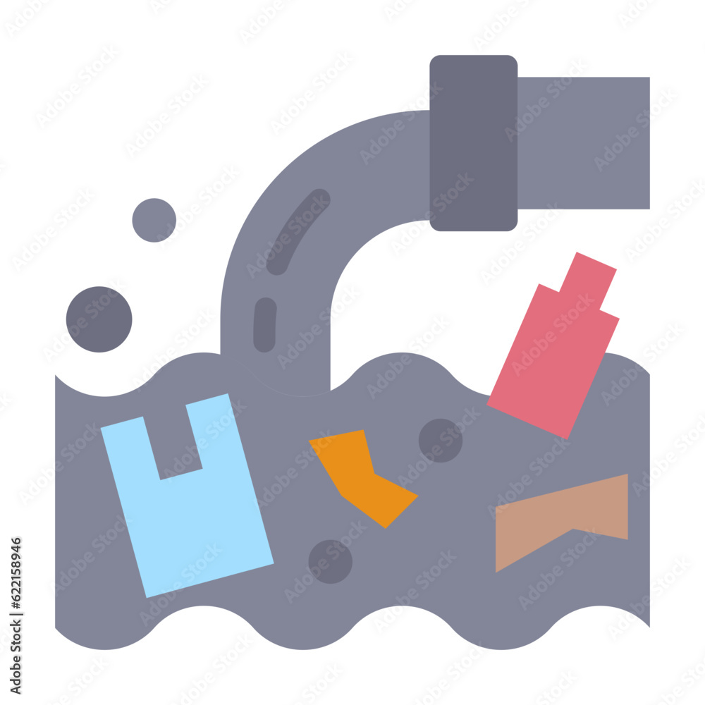 Obraz premium water pollution line icon