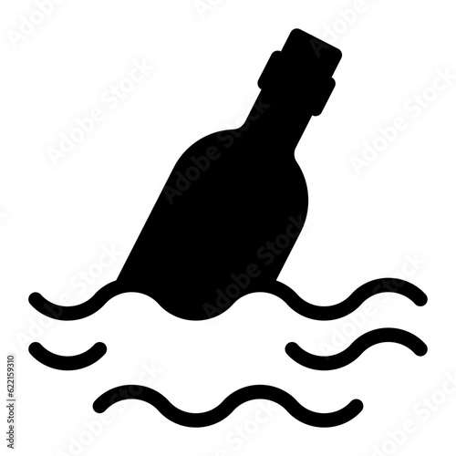 message in a bottle line icon