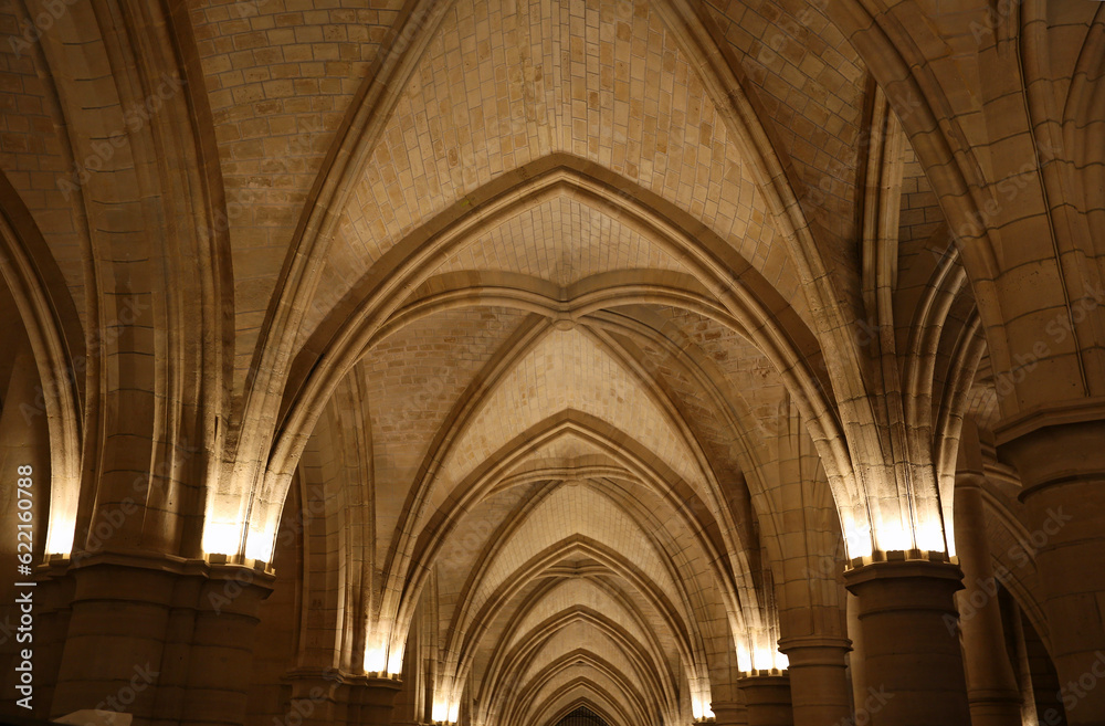 The row of arches - La Conciergerie interior - Paris, France