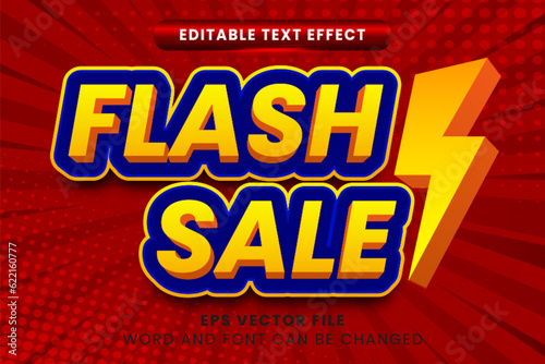 Flash sale 3d editable text effect, with red background