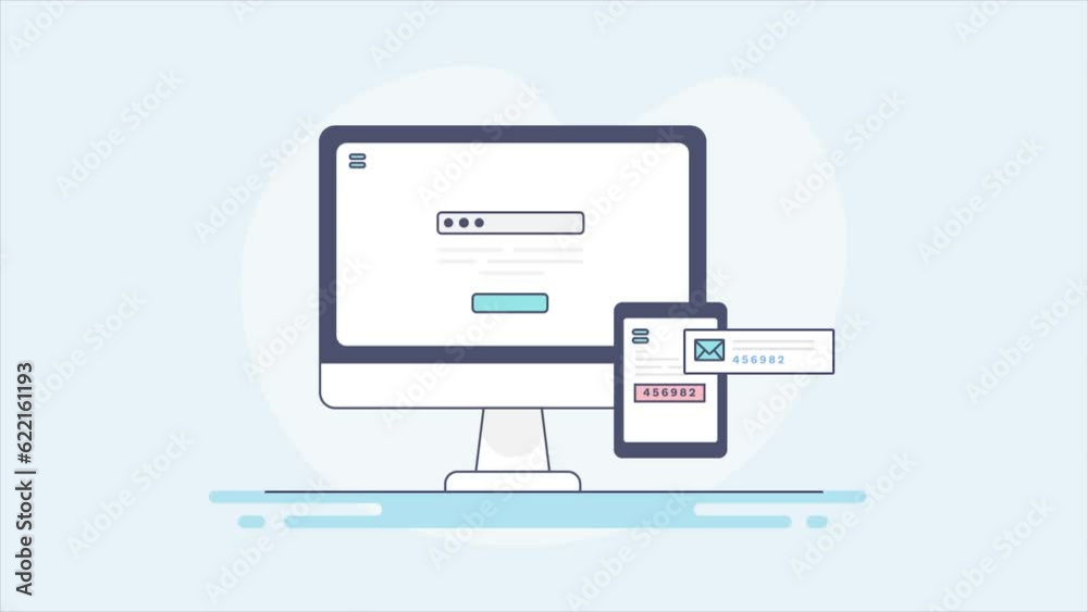 Two factor authentication, cybersecurity and data privacy concept. Person putting passcode on computer screen access to view information. Verification code on email and mobile sms technology. 