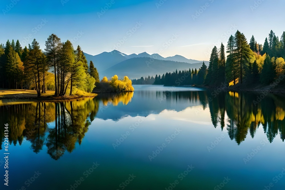 lake and mountains