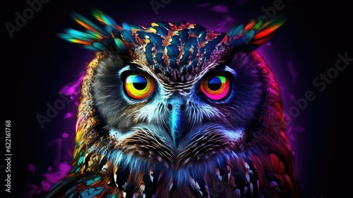 portrait of an owl in neon colors © PixelDreamer