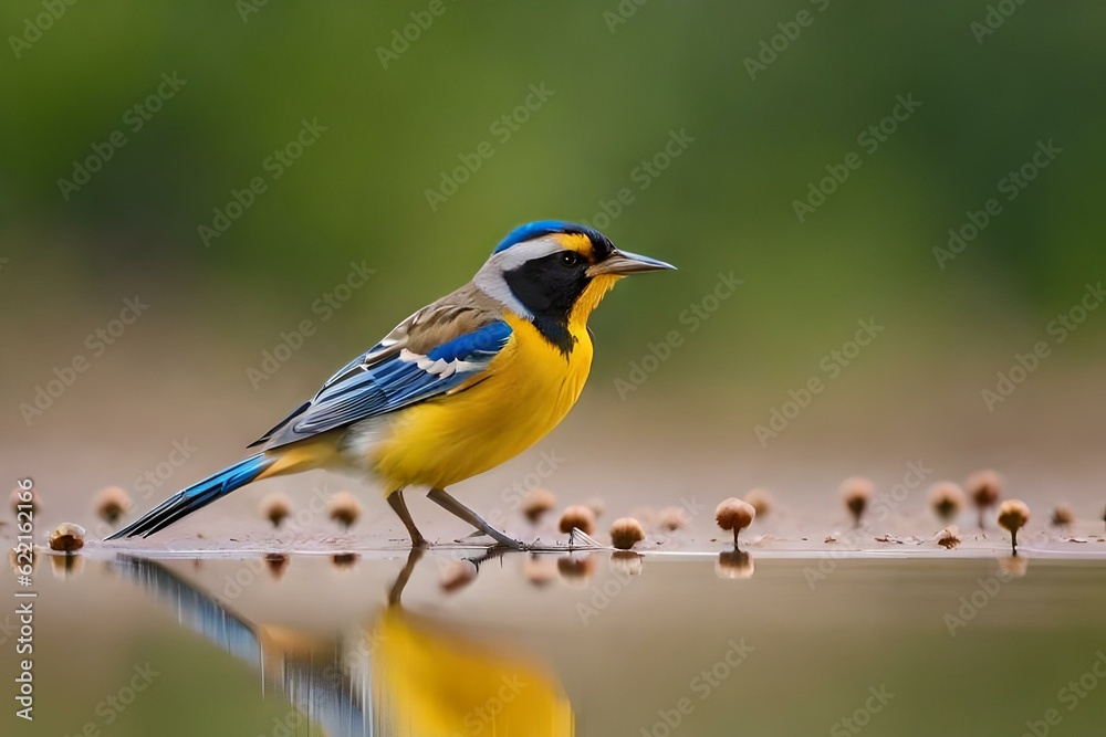 yellow wagtail on a twig generated AI