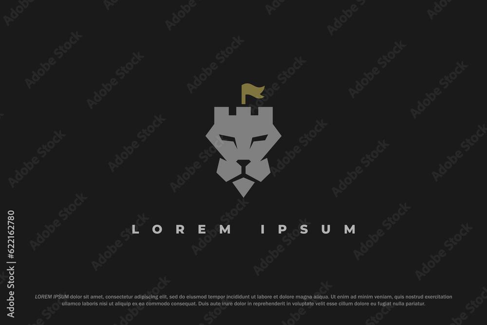 logo lion fort flag head defense stronghold