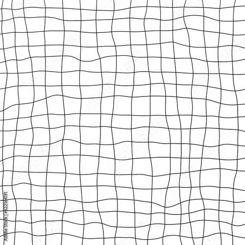 Hand Drawn Black and White Digital Paper with Square Cell. Black Grid on White Background.