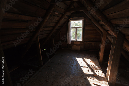 Abstract grunge wooden interior  perspective view