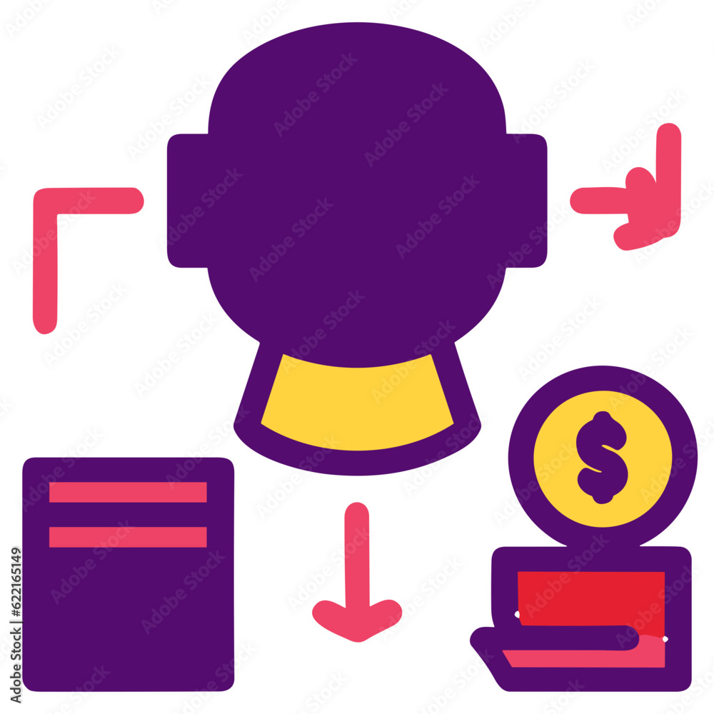 Money and Tech Objects, Vibrant Vector Illustration for Financial Technology Concepts Money and Tech Objects, Vibrant Vector Illustration for Financial Technology Concepts