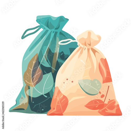 Organic fruit in burlap sack