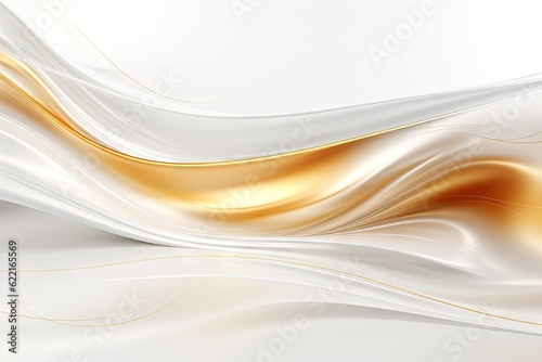 Elegant white background with a gold streak. abstract background with gold waves. 3d render.