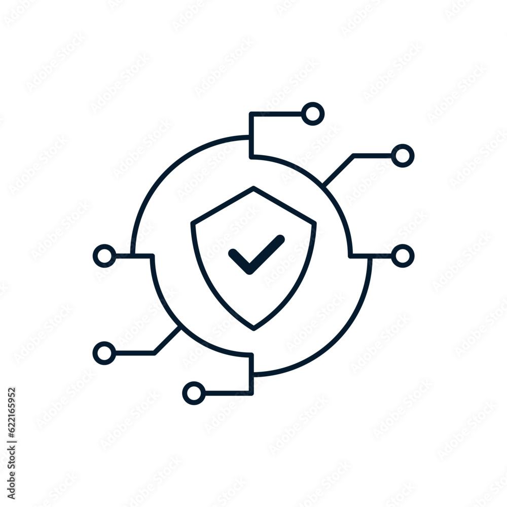 The concept of cyber security, data protection. Vector icon isolated on white background.