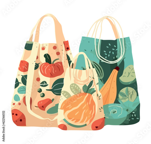 Shopping bags with fruit