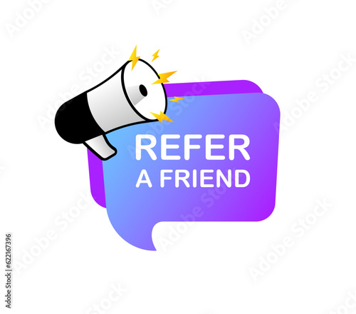 Refer a friend, flat, color, invite a friend, promotional offer. Banner refer a friend, advertising banner, vector
