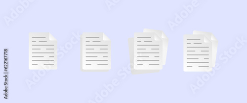 Document. Flat, white, electronic document, important documents. Vector icons.